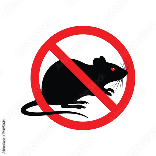 No rodents allowed symbol pest control warning silhouette illustration vector