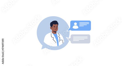 Caring doctor offering online consultation and telehealth services, providing expert medical advice through digital communication channels, promoting accessible healthcare