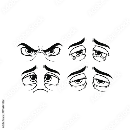 Expressive cartoon eyes collection for animation and comics vector