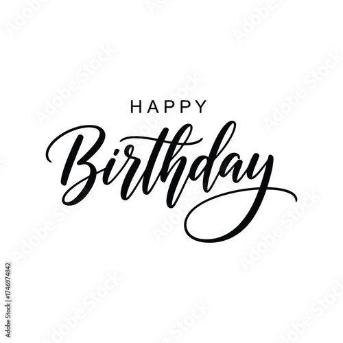 Elegant happy birthday calligraphy script greeting card design celebration vector
