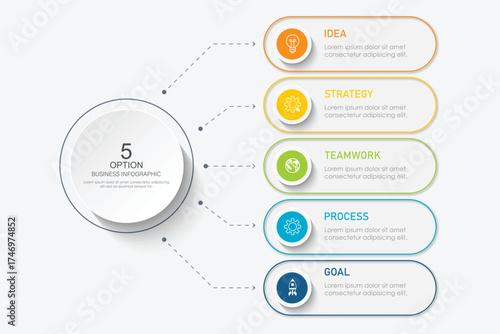 Business processes. Timeline infographics with 3, 8, 5 steps, options. Vector graphics.	
