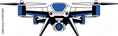 Modern Drone with Camera, Flat Illustration