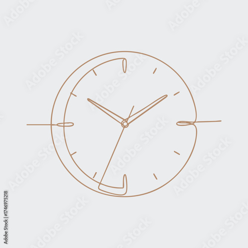 Minimalist round wall clock with a thin metal frame and simple hour, minute, and second hands on a plain