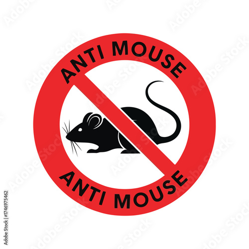 Prohibition sign against mice pest control warning symbol isolated vector
