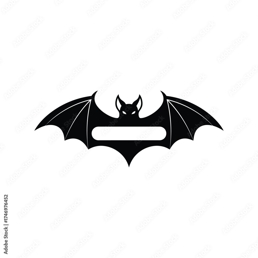 Fototapeta premium Halloween bat silhouette with blank banner for text and spooky night celebration vector