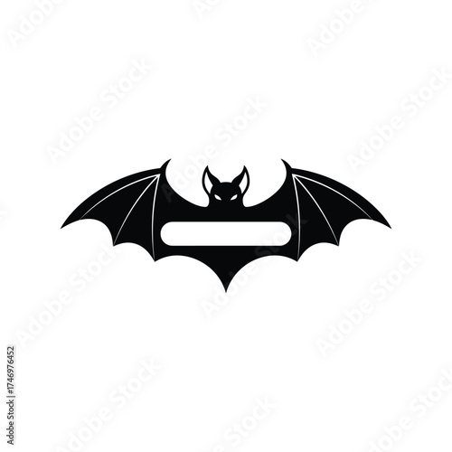 Halloween bat silhouette with blank banner for text and spooky night celebration vector