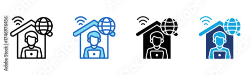 Remote Work icon Multi Style Vector Illustration