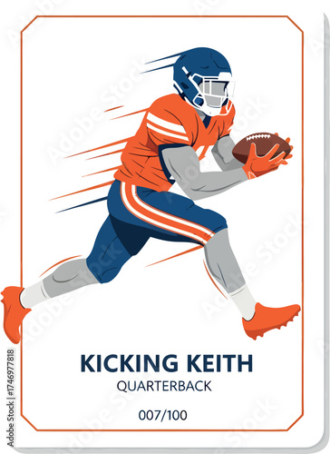 American Football Quarterback in Action - Vector Art