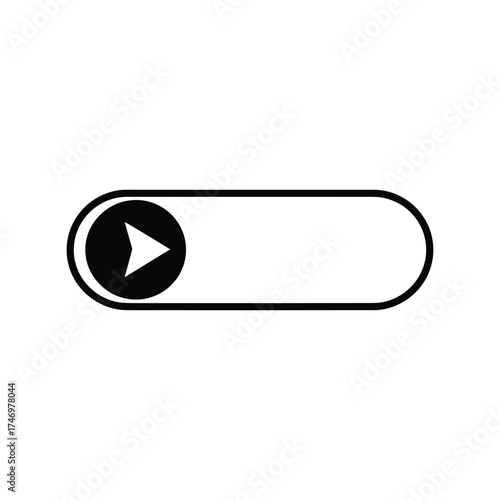 Play button toggle switch ui element interactive control for digital media vector