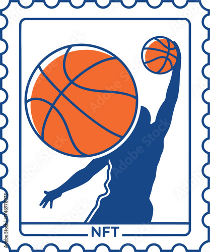 Basketball Player Dunking NFT Stamp Graphic