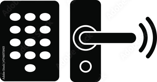 Smart lock with keypad and handle, wireless connection.