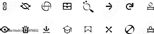  set of icon , reject , right mark , delete , bin , arrow , contact , lock , cap , retry , eye,  close eye vector illustration 
