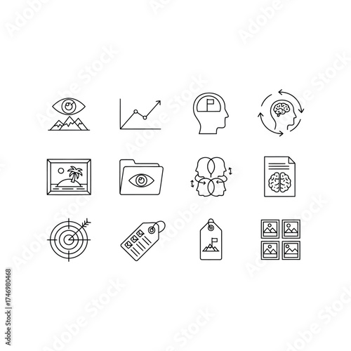 Business strategy icons set for marketing planning analysis growth and ideas vector