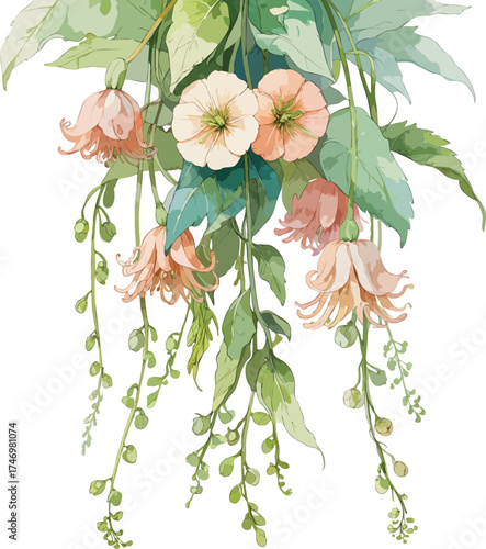 A hand drawn Hanging Amaranthus flower illustration