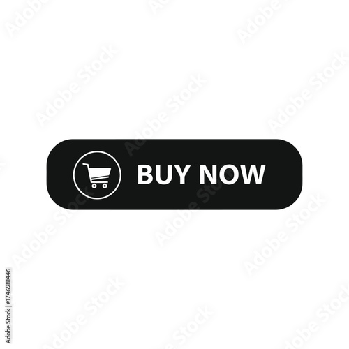 Buy now button with shopping cart icon for online retail and e commerce marketing vector