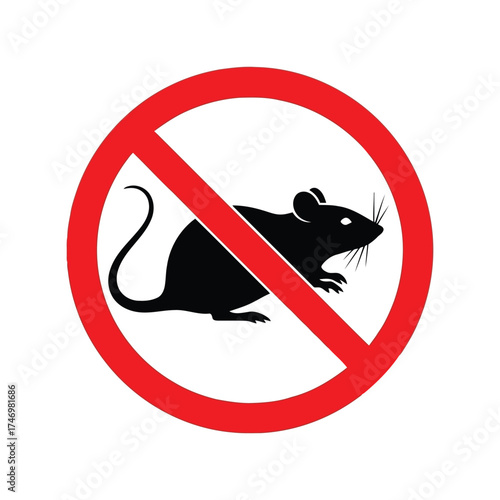 Pest control symbol rodent elimination warning sign icon illustration vector