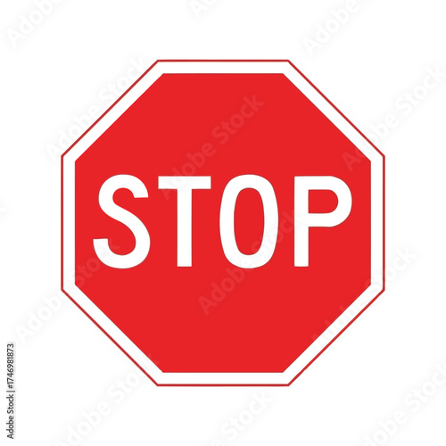 Red octagon stop sign traffic control road safety symbol vector