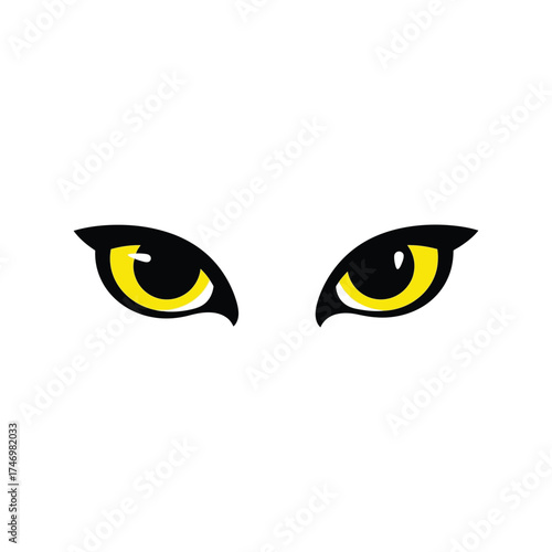 Intense yellow feline eyes staring forward symbolizing danger alertness and focus vector