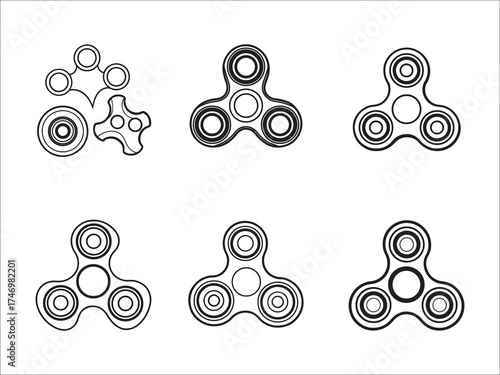 Black and white spinner collection on a white background illustration