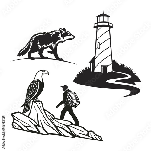 Wildlife and Nature Adventure Silhouette Illustration