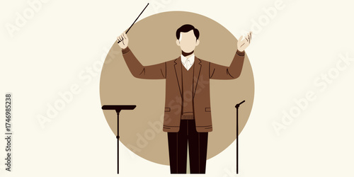 Orchestra Conductor Guiding Musical Harmony with Grace and Precision