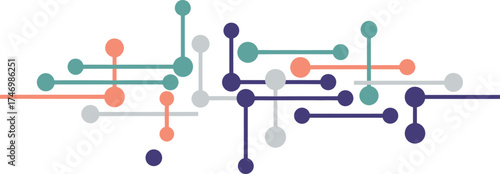 Abstract Network of Colorful Dots and Lines
