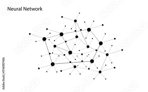 Minimal abstract neural network illustration showing connected nodes and lines representing artificial intelligence, machine learning, and data communication concepts in modern technology.