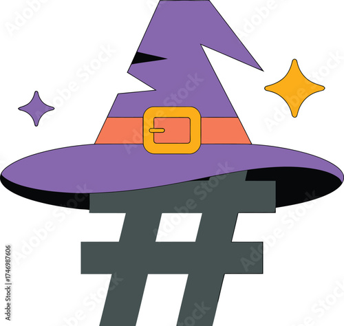 Halloween witch hat vector illustration for spooky season and magic theme art