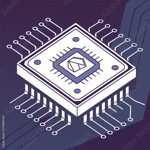 Vector art of isometric illustration of a computer microchip