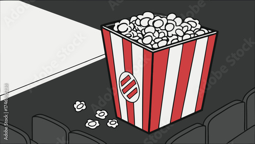 Enjoy the show with classic movie theater popcorn during a night out with friends or family, perfect for advertising cinema experiences