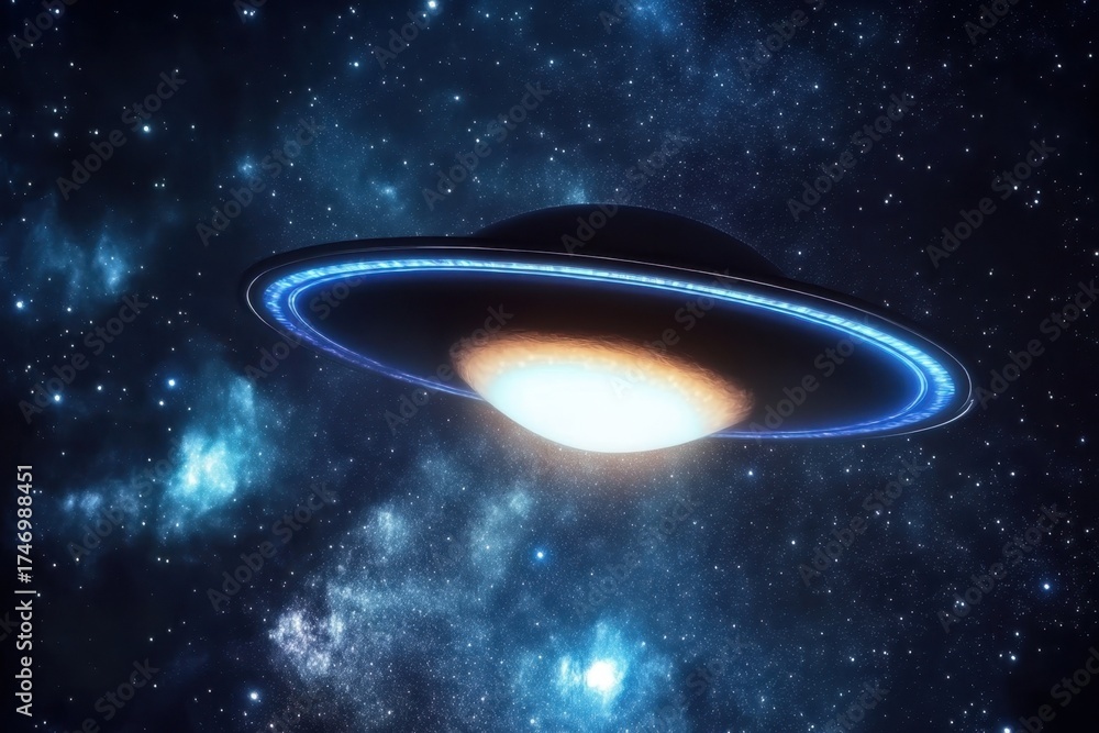 Fototapeta premium Stunning view of Saturn with glowing rings in deep space