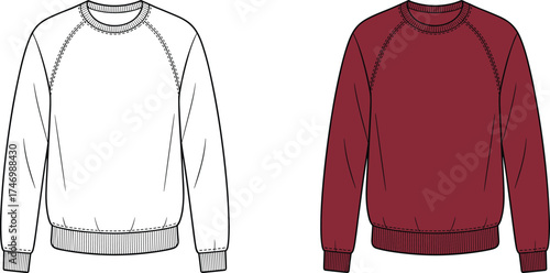 Sweatshirt Raglan Longsleeve Pullover Apparel Clothing Fashion Outfit Garment Textile Illustration Drawing Design Casual Unisex Ribbed Cuffs Hem Stylish Comfortable Modern Everyday Activewearv