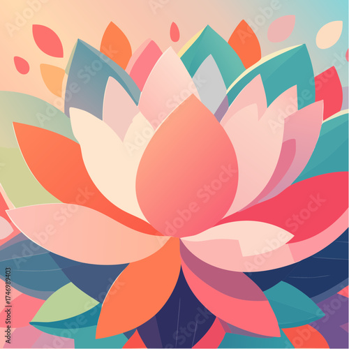 Lotus flower bloom with soft pastel colors