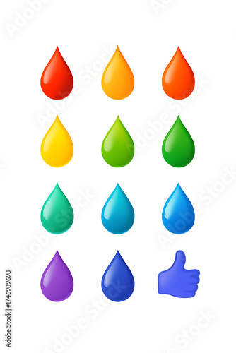 set of colored drops
