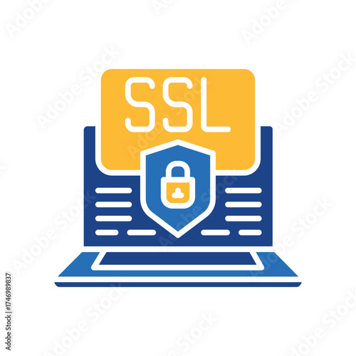 ssl certificate black line icon. Vector isolated element