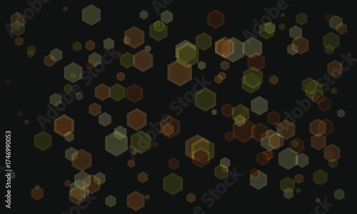 Abstract dark background with floating geometric hexagon shapes illustration design