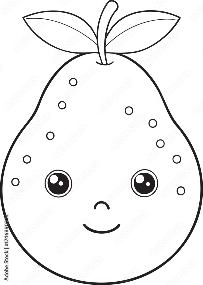 Fototapeta premium Cute cartoon nance character outline drawing simple fun fruit art perfect for kids coloring and educational content