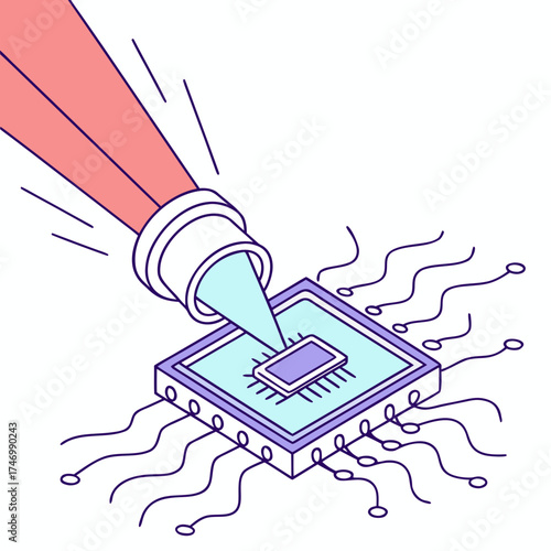 Vector art of laser etching a microchip