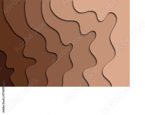 Abstract background with brown paper cut shapes and shadows, modern design