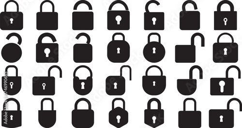 Security Padlock and Unlock Icons set for Privacy and Protection Concepts