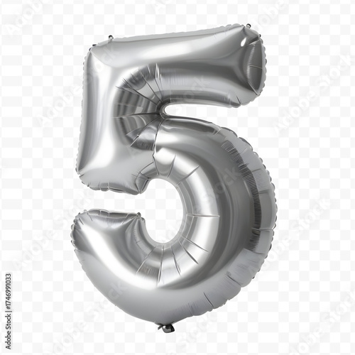 Shiny Silver Foil Balloon Number 5