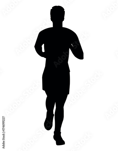 Black isolated silhouette of a running man