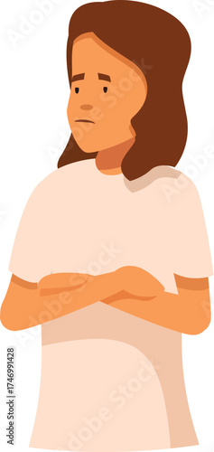 Sad woman crossing her arms, expressing displeasure and annoyance, showing a sign of distrust and skepticism