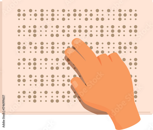 Hand carefully reading braille book, demonstrating accessibility to information and promoting inclusive education