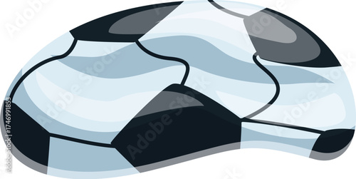 Deflated soccer ball with a wavy surface symbolizing defeat and the end of a game