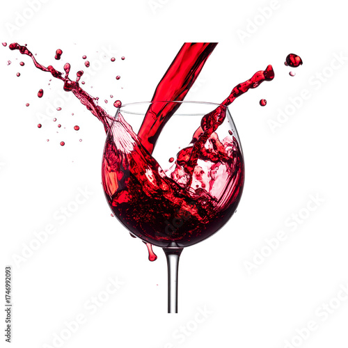 Untitled design - Elegant Red Wine Splashing into Crystal Glass, captured mid-pour on white background” Prompt 