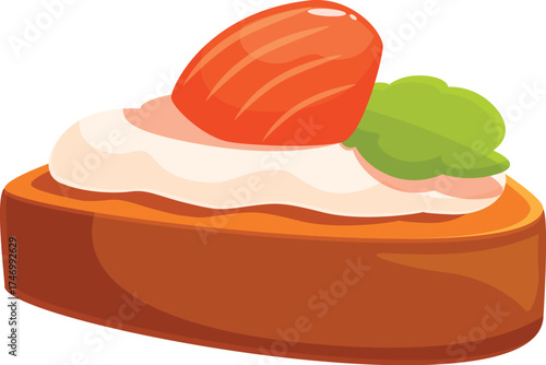 Small open faced sandwich with smoked salmon, cream cheese and greens, perfect appetizer for any festive occasion