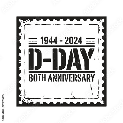 D-Day 80th Anniversary Vintage Stamp Design,
80 Years of D-Day Commemoration Badge,
Military Style D-Day Anniversary Typography,
D-Day 1944-2024 Historic Celebration Logo,
