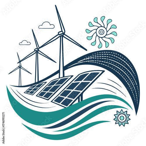 Vector art of renewable energy sources