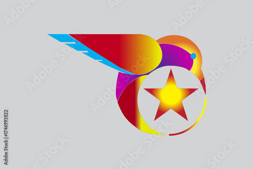 Gradient Wing Star Logo Design